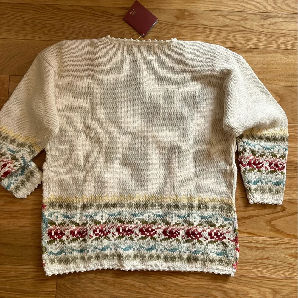 Tiara Women's Floral Knit Sweater - Cream with Multicolor Accents - Picture 2 of 5
